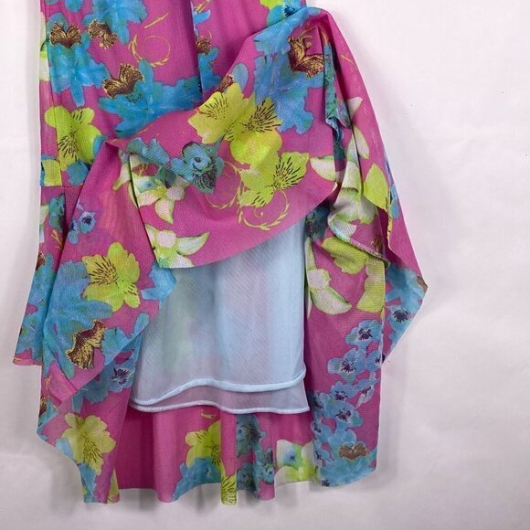 TallyWeijl Tropical Floral Spaghetti Strap Pink Mini Sundress Petite XS XXS - Picture 3 of 9